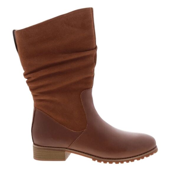 Softwalk Mercer Microfiber Boots Saddle Brown Faux Leather Slouch Mid-Calf Zip 5 - Picture 1 of 13